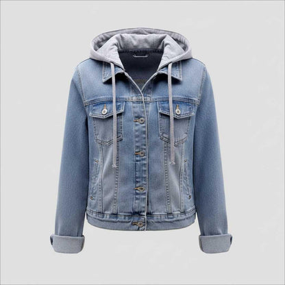 Damen Denim Jacke mit Abnehmbarer Kapuze | Jacke Damen
