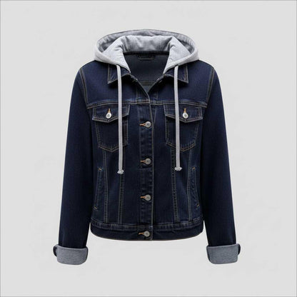 Damen Denim Jacke mit Abnehmbarer Kapuze | Jacke Damen
