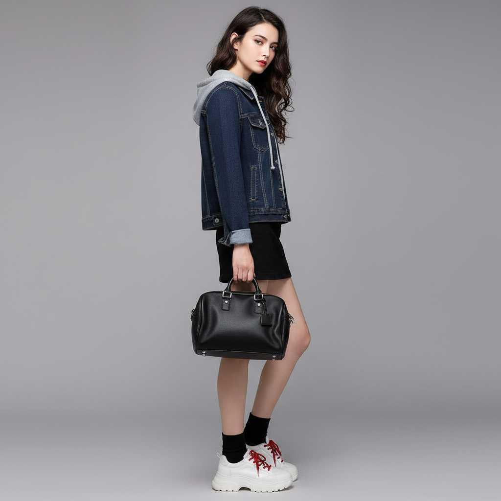 Damen Denim Jacke mit Abnehmbarer Kapuze | Jacke Damen