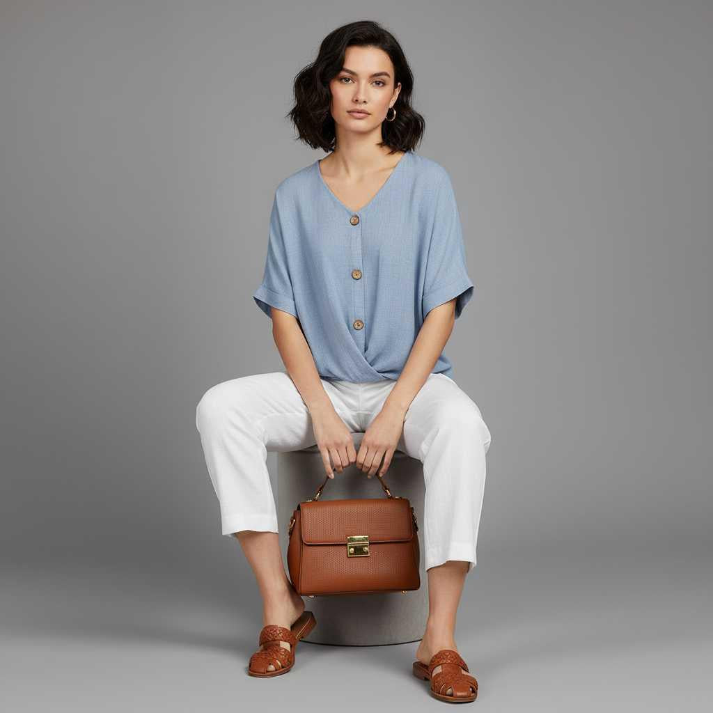 Vielseitige Damenbluse mit V-Ausschnitt | Elegante Bluse