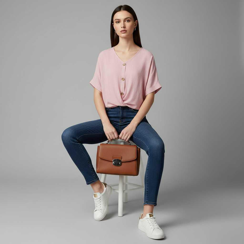 Vielseitige Damenbluse mit V-Ausschnitt | Elegante Bluse
